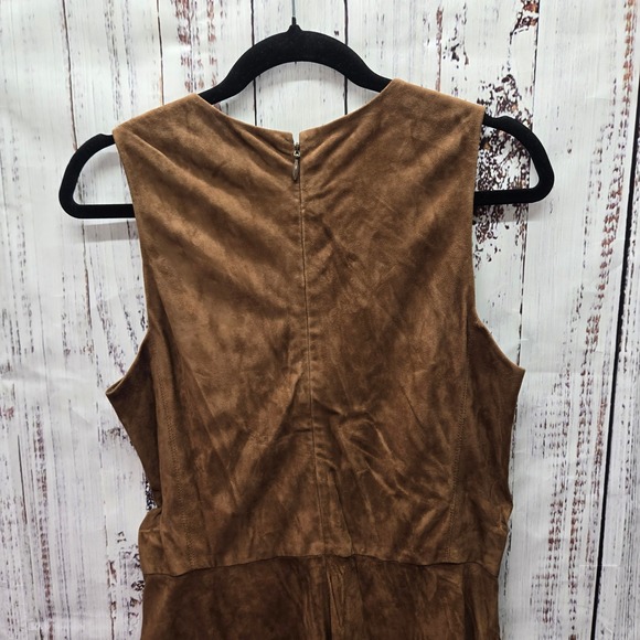 Polo Ralph Lauren Suede Dress Brown Sleeveless Knee Length Fit Flare Women Sz 6 - Picture 7 of 13
